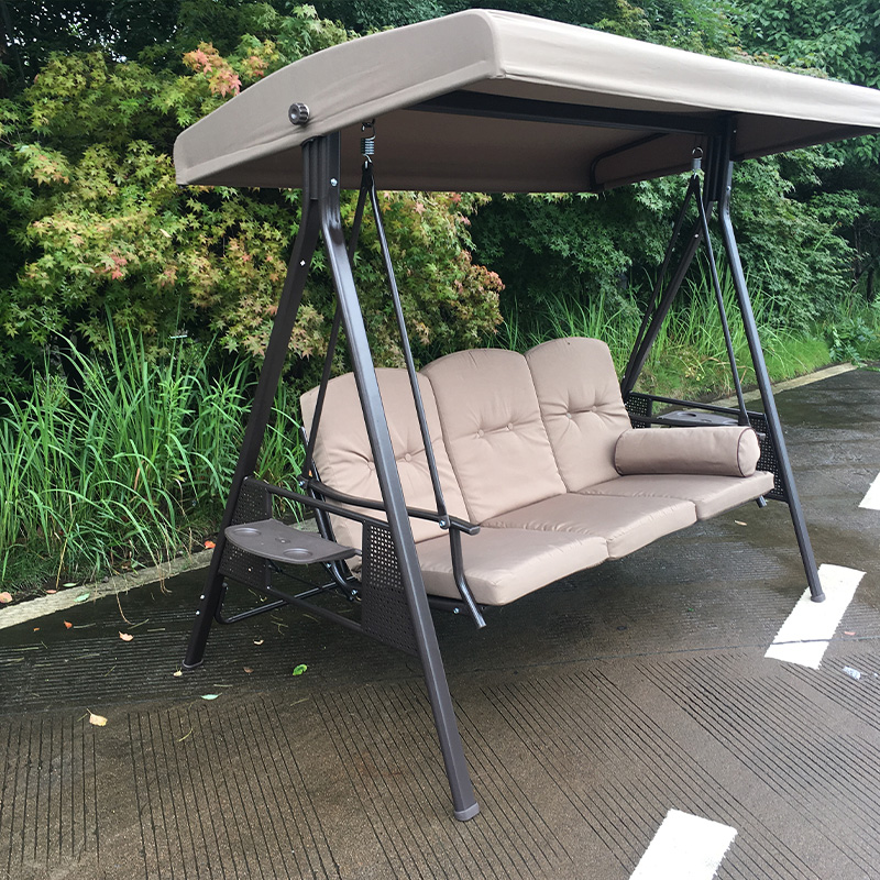 Eisenlattensitz mit Klapptisch und Kissen, 3-Sitzer-Verandaschaukel
