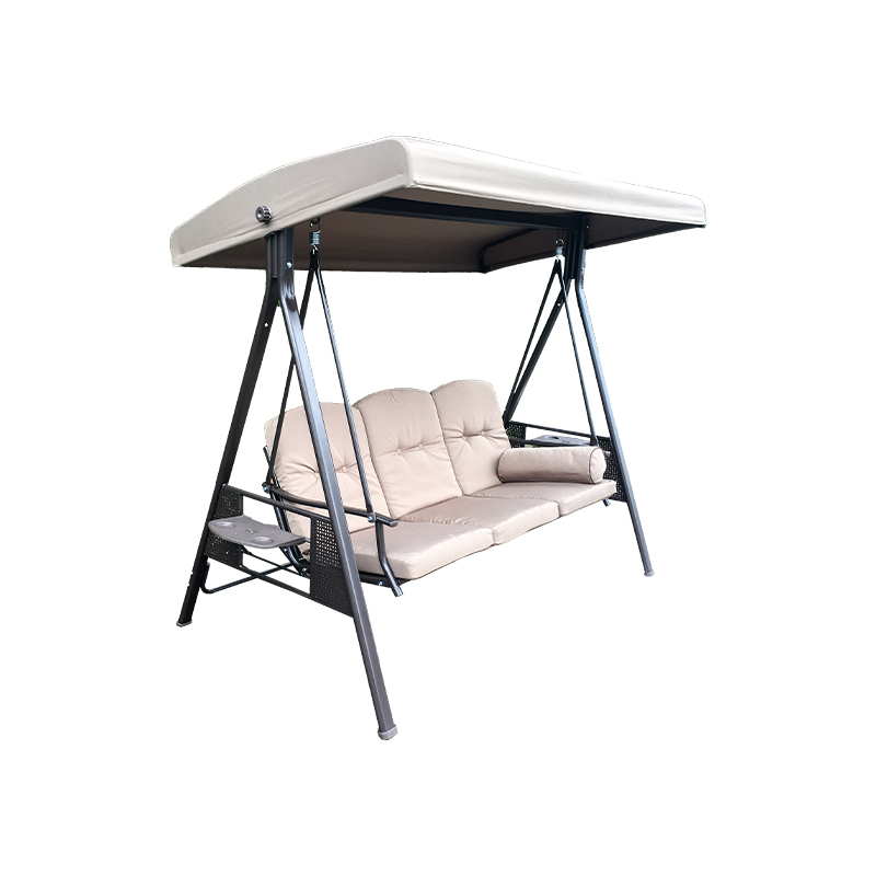 Eisenlattensitz mit Klapptisch und Kissen, 3-Sitzer-Verandaschaukel