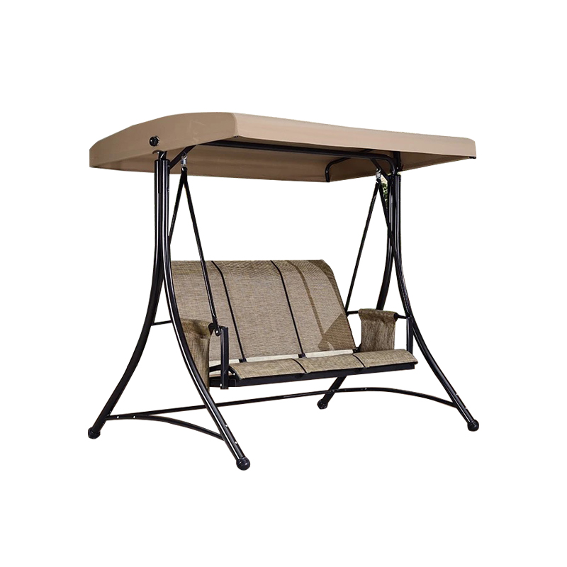 Textilene-Sitz mit seitlicher Aufbewahrungstasche, 3-Sitzer-Veranda-Schaukel-Liegestuhl