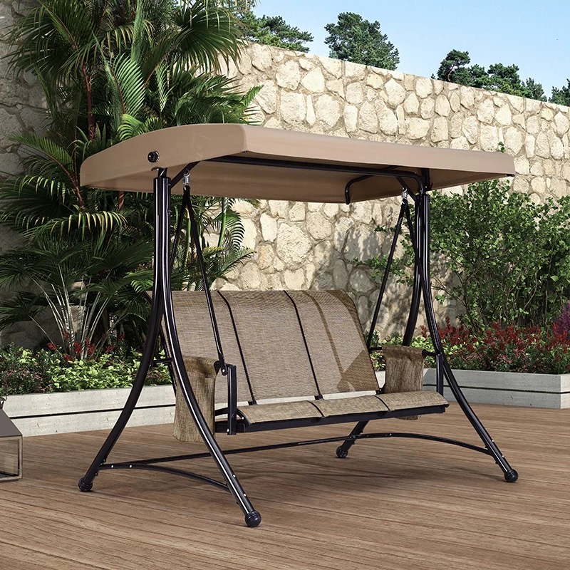 Teslin Seat 2-sitziger Veranda-Schaukelstuhl mit Baldachin und Seitentaschen