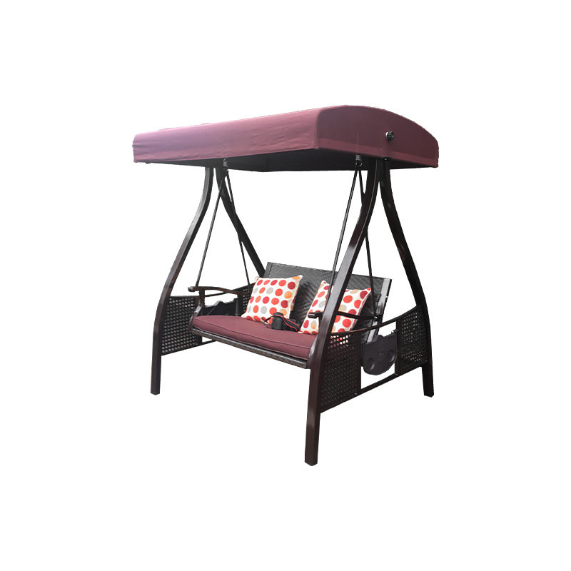 Bequemer und langlebiger Outdoor-Rattansitz mit Baldachin, 2-sitziger Veranda-Schaukelstuhl