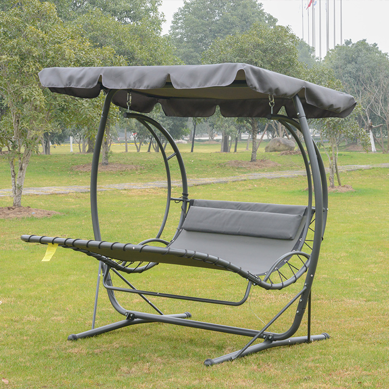 Textilene-Sitzstoff mit Kissen, 2-Sitzer-Veranda-Schaukel-Liegestuhl