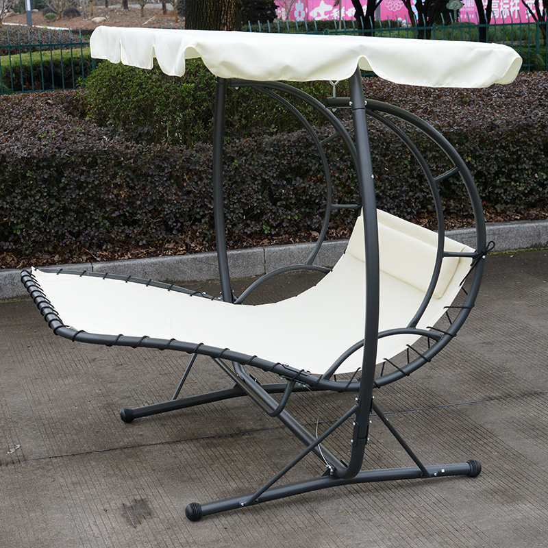 Textilene-Sitzstoff mit Kissen, 2-Sitzer-Veranda-Schaukel-Liegestuhl