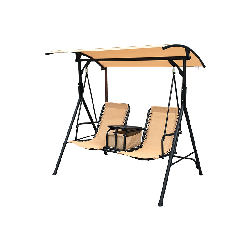 Mittlerer Aufbewahrungstisch, rutschfeste Fußmatte, Textilene-Stoff, 2-Sitzer-Gartenschaukel