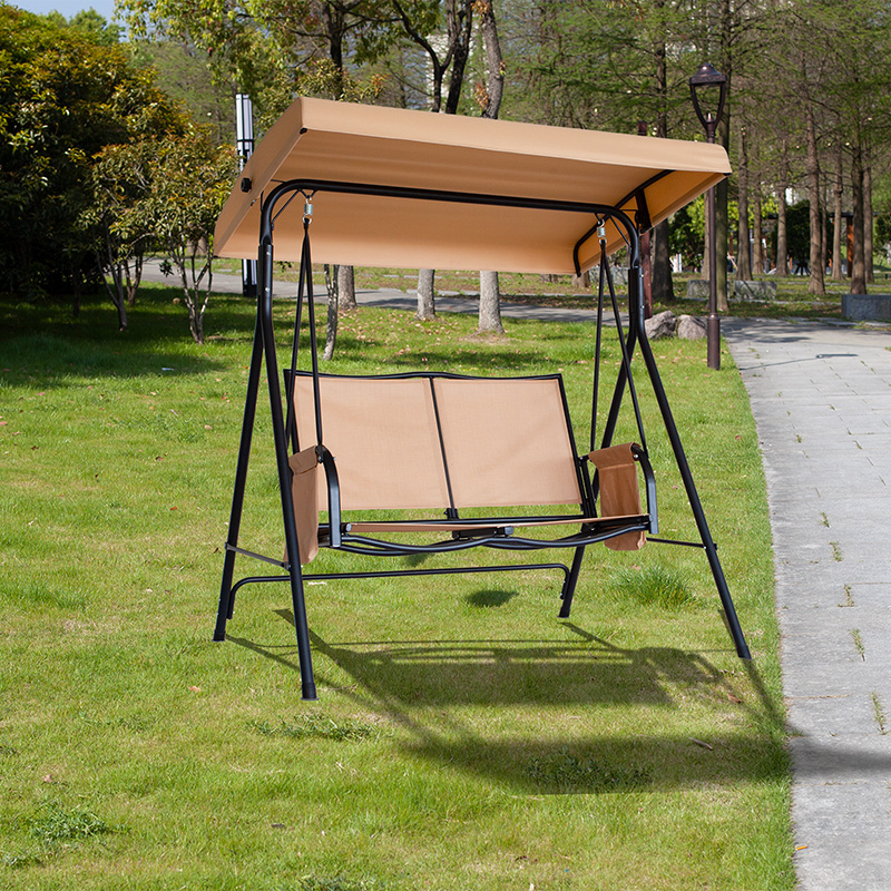 Leicht zu reinigender Textilene-Sitz mit verstellbarem Baldachin, 2-Sitzer-Verandaschaukel