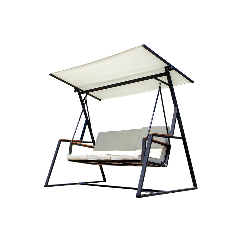 Abnehmbares Kissen, Baldachin, Textilene-Sitz, Vierkantrohrständer, 3-Sitzer-Verandaschaukel